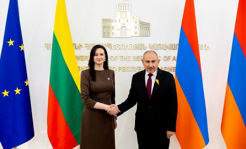 Prime Minister Inga Ruginienė Meets with Armenian Prime Minister Nikol Pashinyan During Official...